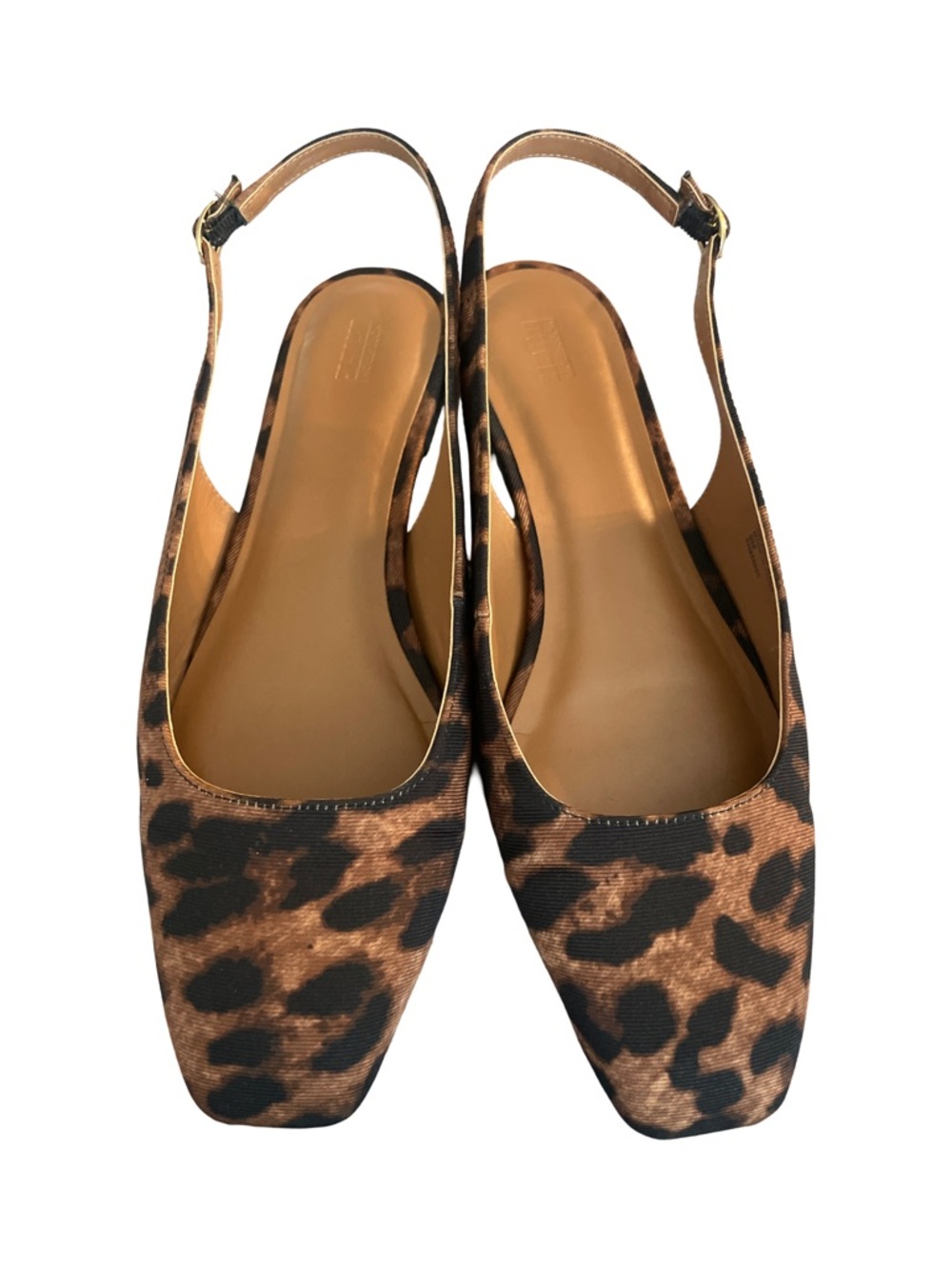 Leopard Print Slingback Flats in Brown